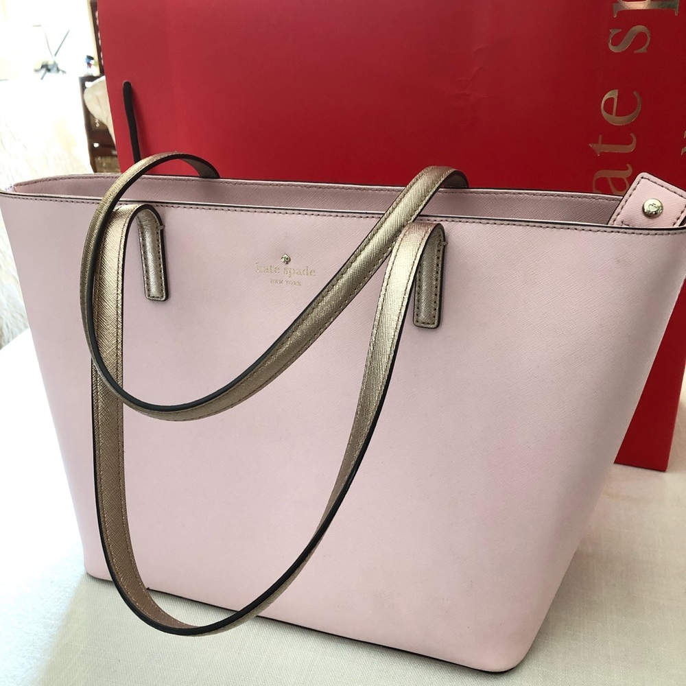 Kate Spade large zippered leather tote in pink